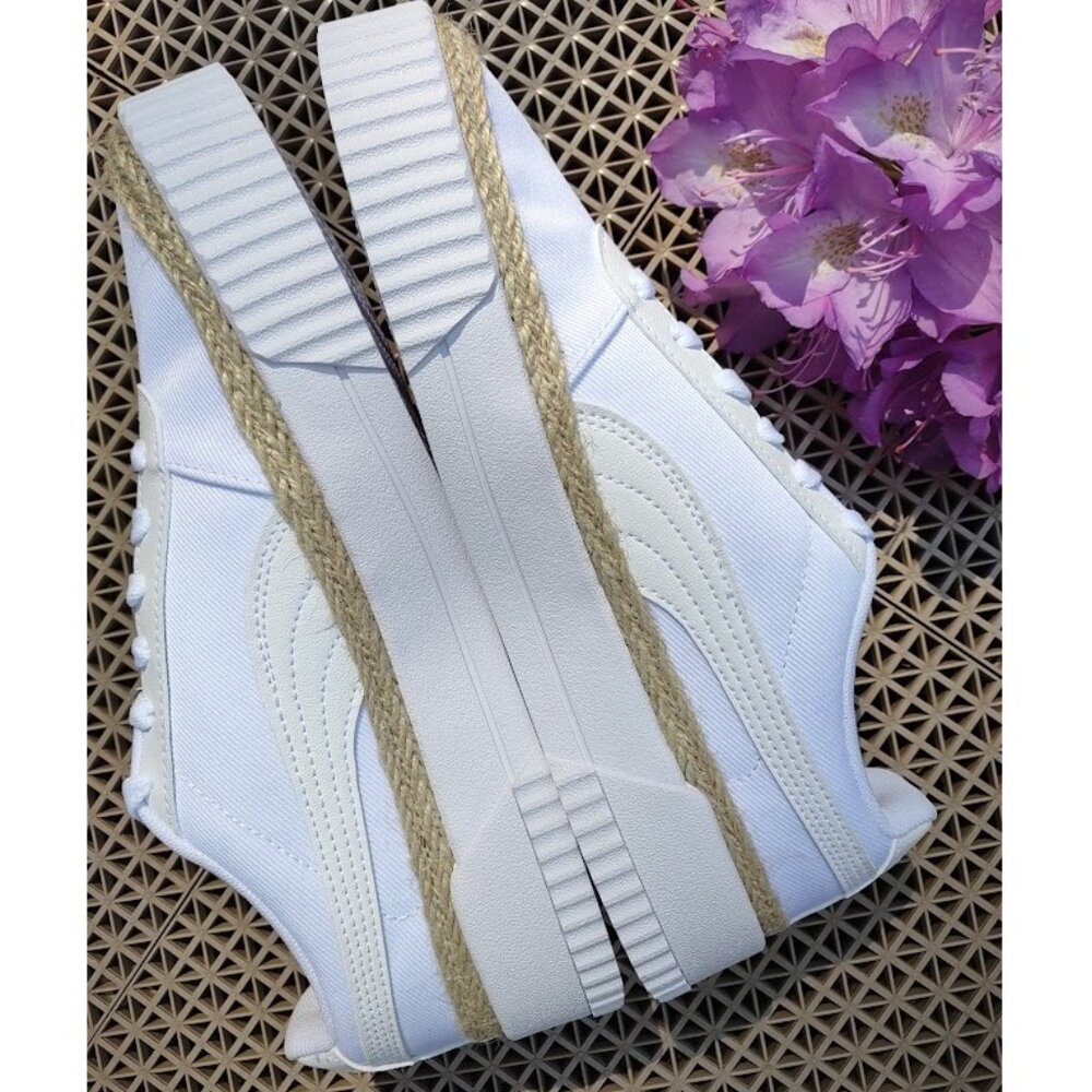 Puma Carina Espadrille Canvas Jute Platform Spring Summer Tennis Trainer 388389 - Picture 2 of 16